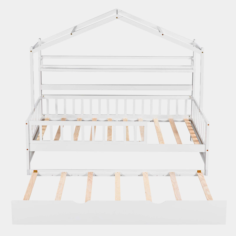 Lit gigogne en bois, Blanc, Simple