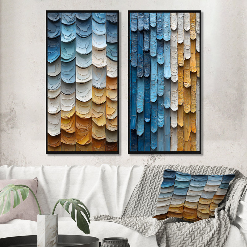 Ensemble de 2 pièces de tuiles abstraites vertes de style Serenade sri-lankaise I - Boho Tiles, H 28 po x l 24 po