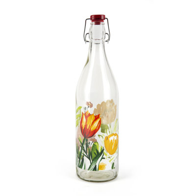 Excelsa Blooming 1000ml Glass Water Bottle