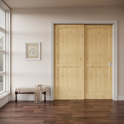Porte de garde-manger intérieure en bois de pin massif à 2 compartiments avec serrure d'intimité