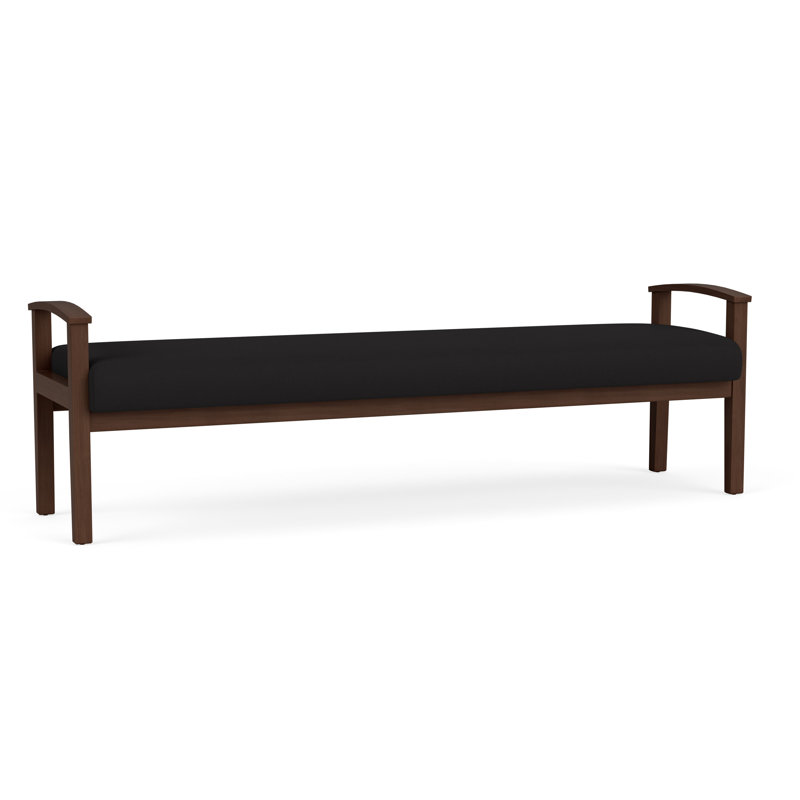 Banc en bois massif Amherst, Noyer Riftwood, Visite libre noire