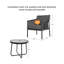 Ensemble de conversation d'extérieur en osier de polyéthylène tissé à la main 3 pièces pour patio avec coussins en oléfine et table basse