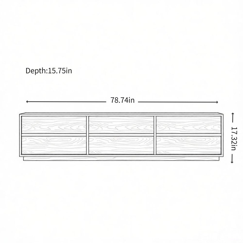 Meuble télé simple, rétro et tendance, H 17,32 po x L 78,74 po x l 15,75 po