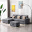 Canapé moderne réversible 4 pièces 95,5 po en tissu de lin avec pieds interchangeables, repose-pieds et coussins-477827391