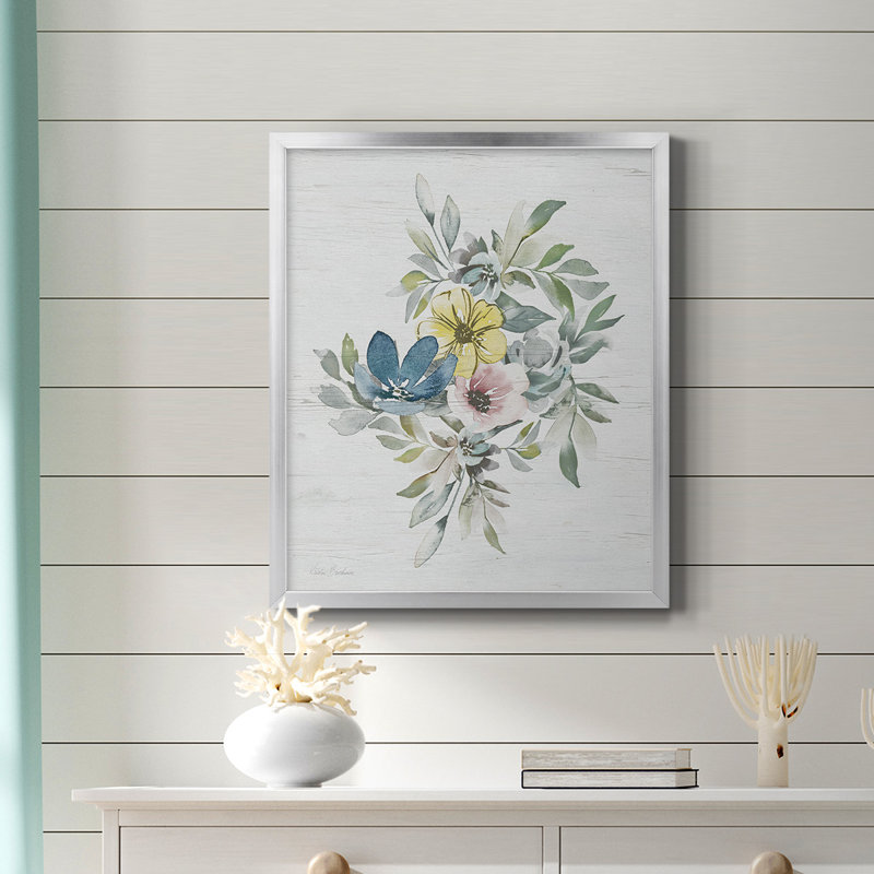 «Spring Meadow Arrangement II», toile encadrée de qualité supérieure - prête à être accrochée, H 24 po x l 20 po, Argent