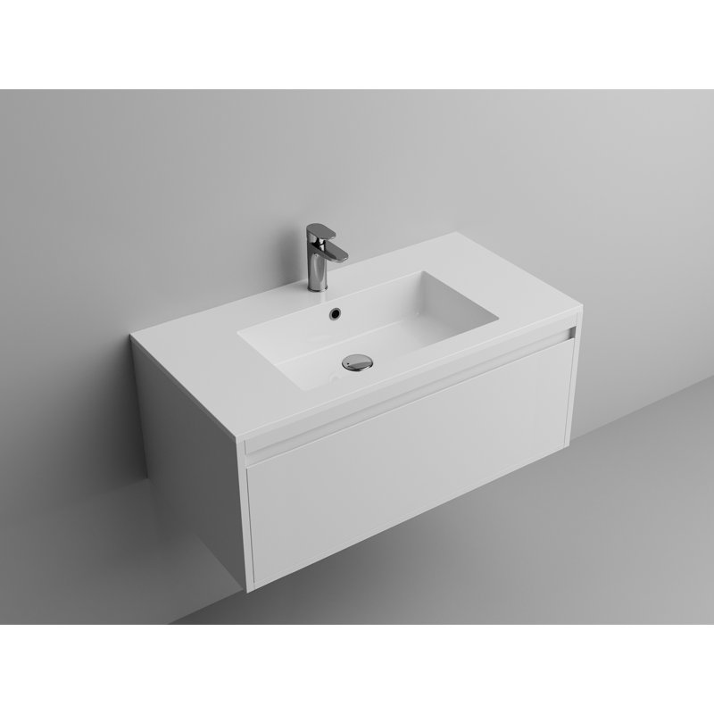 Comptoir de meuble-lavabo carré 36 po - Blanc brillant