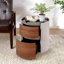 Table d'appoint ronde rétro avec rangement double
