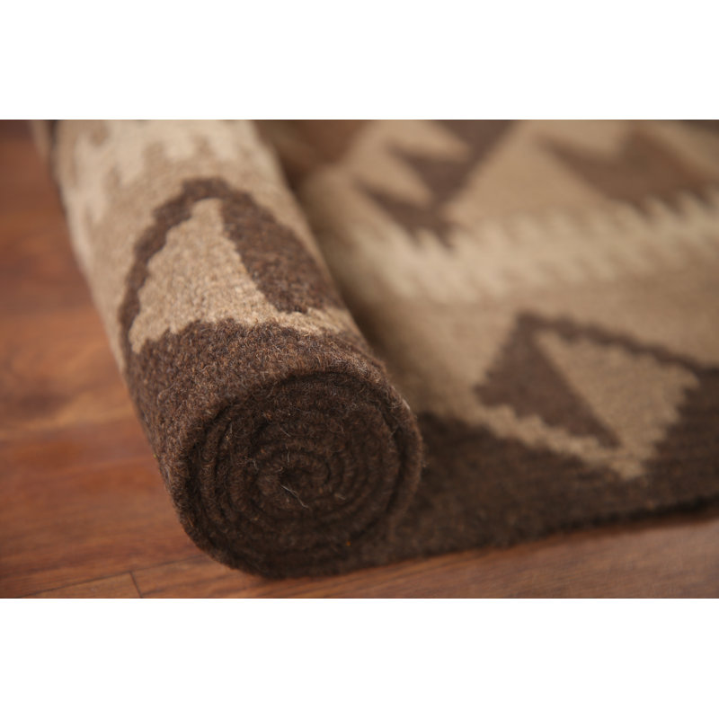 Tapis kilim réversible en laine brun 5 x 6