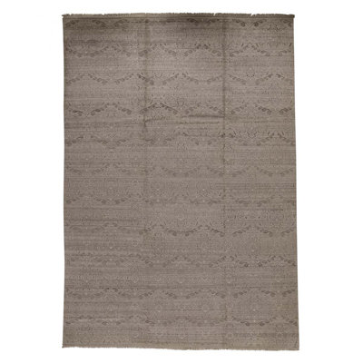 Hand Knotted Southwestern Area Rug in Light Gray