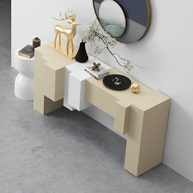 Console Modern Minimalist Art Design, H 35,43 po x l 62,99 po x P 15,75 po, Blanc / kaki