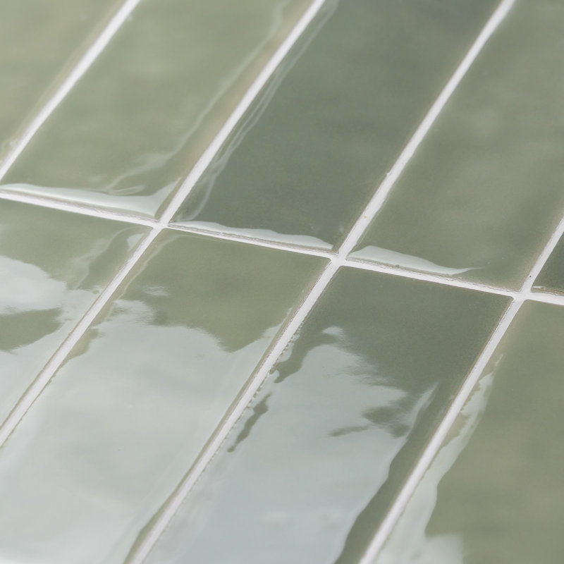 Carreau de métro en porcelaine zellige 2 po x 6 po City Stone, Salvia vert clair