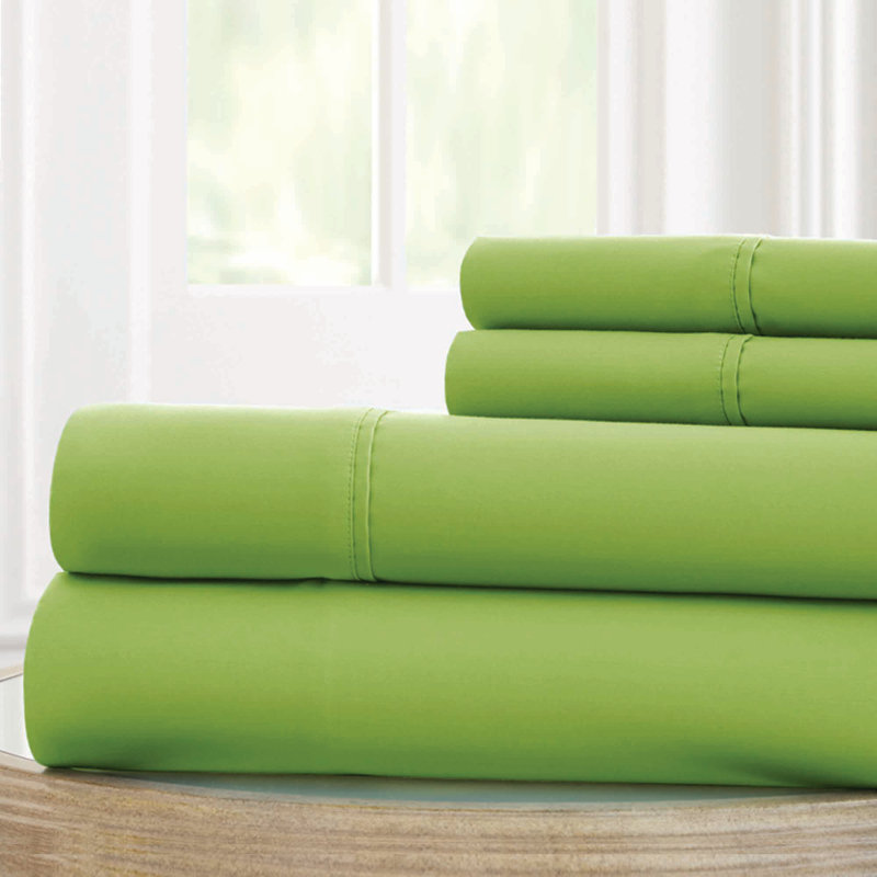 Microfiber Sheet Set, Full Sheet Set + Fitted Sheet + 2 Pillowcases, Greenery