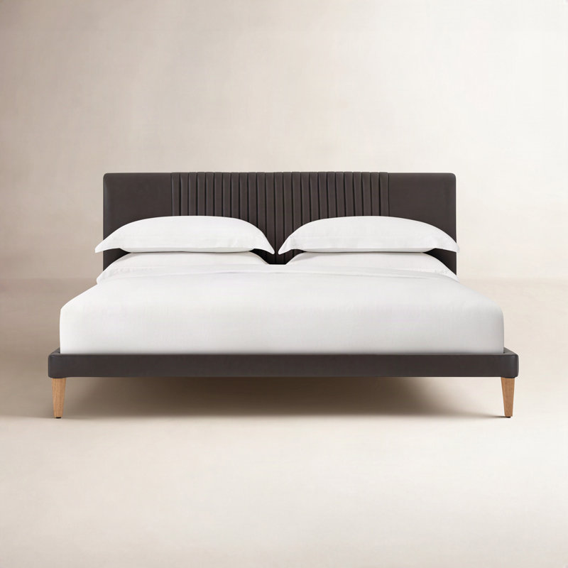 Kyoto Leather Bed, Queen, Gray
