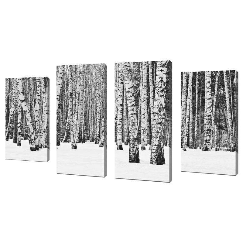 «Birch Trees in Winter», reproduction de photo à multiples images sur toile tendue, H 38 po x l 72 po x P 1,5 po