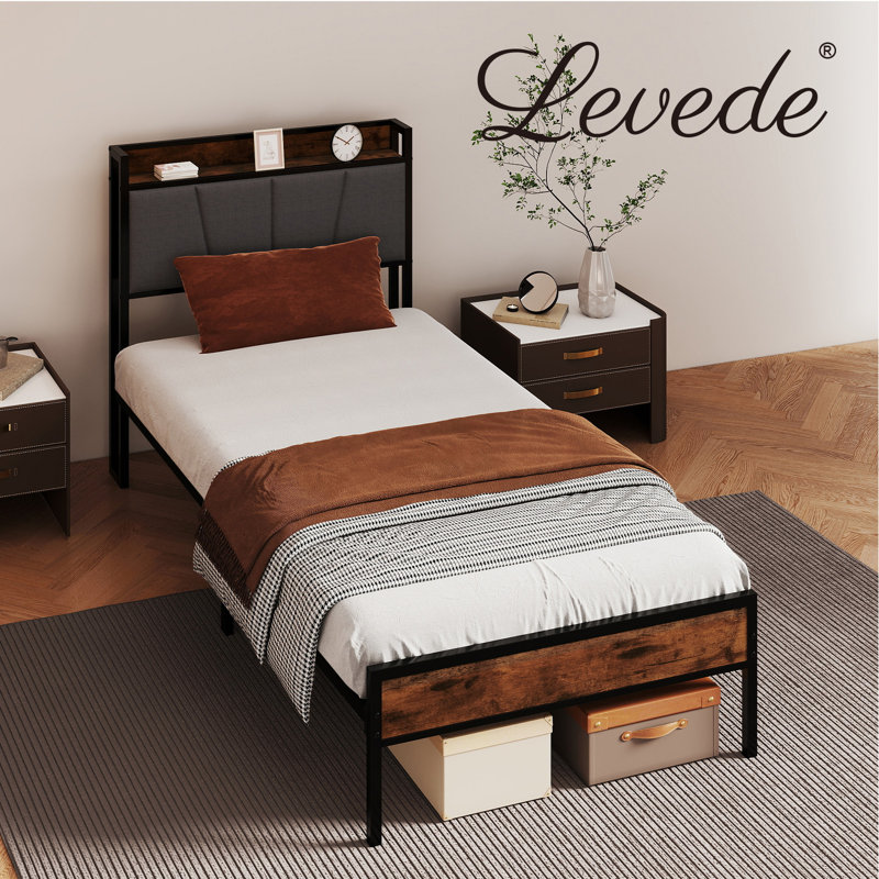 Upholstered Bed, Brown, Single (3')