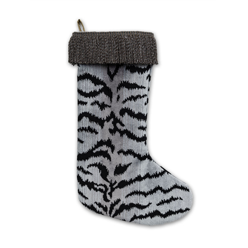 TIGRE STOCKING / TRIM, Argenté / Noir