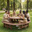 Table de pique-nique ronde pour 12 personnes, ensemble de salle à manger de patio en bois massif, structure stable, bricolage avec trou pour parasol