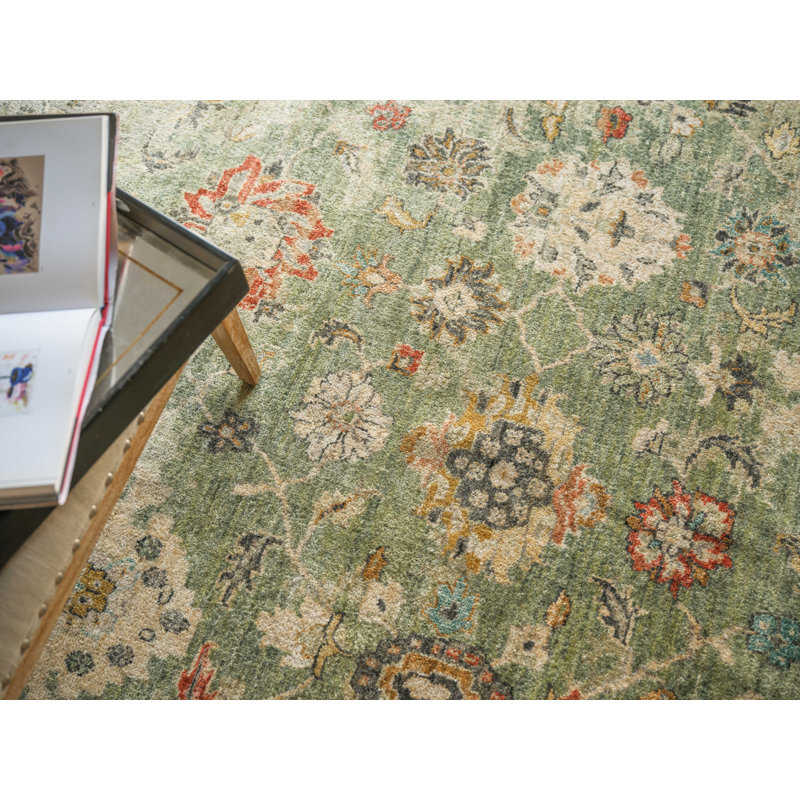 Oxford Hand-knotted Ghazni Wool, Green Area Rug, Rectangle 6' x 9'