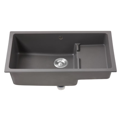 Garden Sanctuary 81mm W Single Bowl Quartz Resin Composite；201 Stainless Steel Undermount Kitchen Sink with 1 Faucet Hole