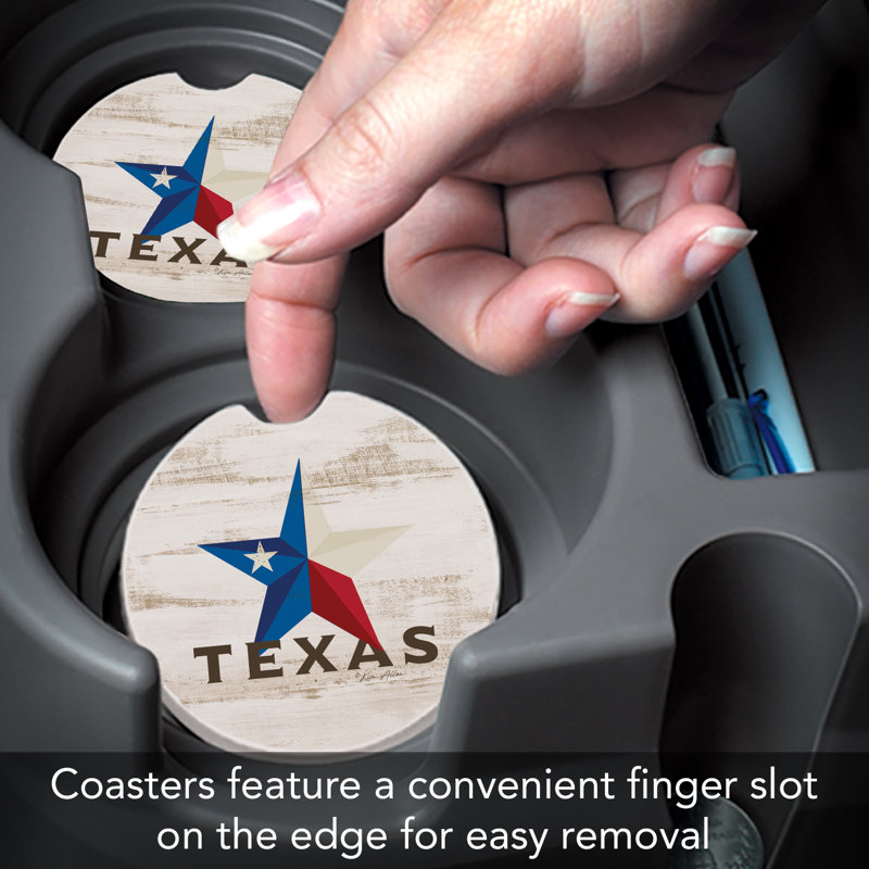 Texas Star 2 Pack Stone Car Coasters
