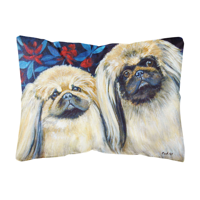Coussin décoratif intérieur/extérieur à paires de pékinois