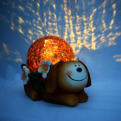 Night Light Solar-powered Luminous Animals Lamp Crystal Ball Animals Figurine Resin Garden  Garden Decoration Lamp