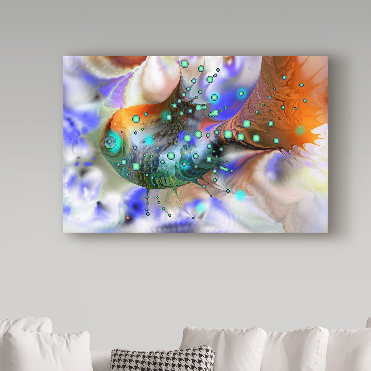 IDEA4WALL Fishing Rod Against the Water Surface - Wrapped Canvas