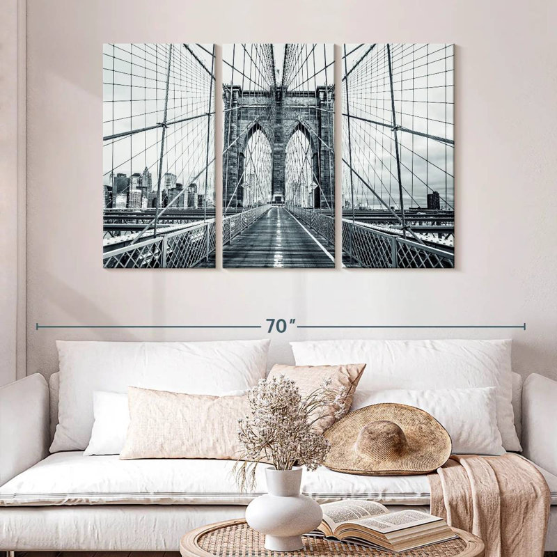 Pont de Brooklyn monochrome, H 32 po x l 50 po
