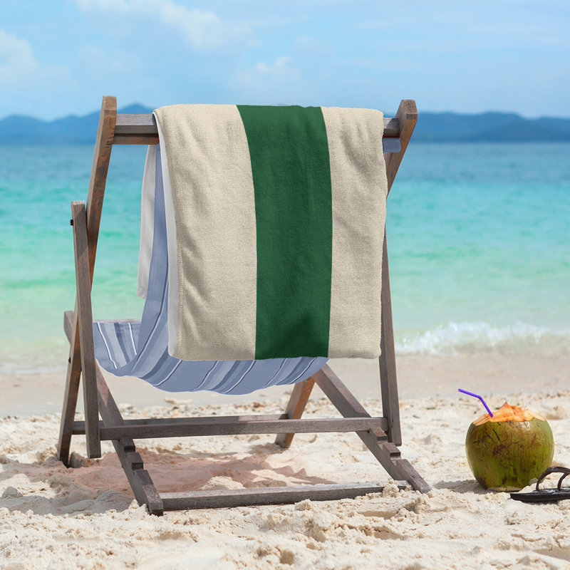 Lightweight Beach Towel, Cream/Green