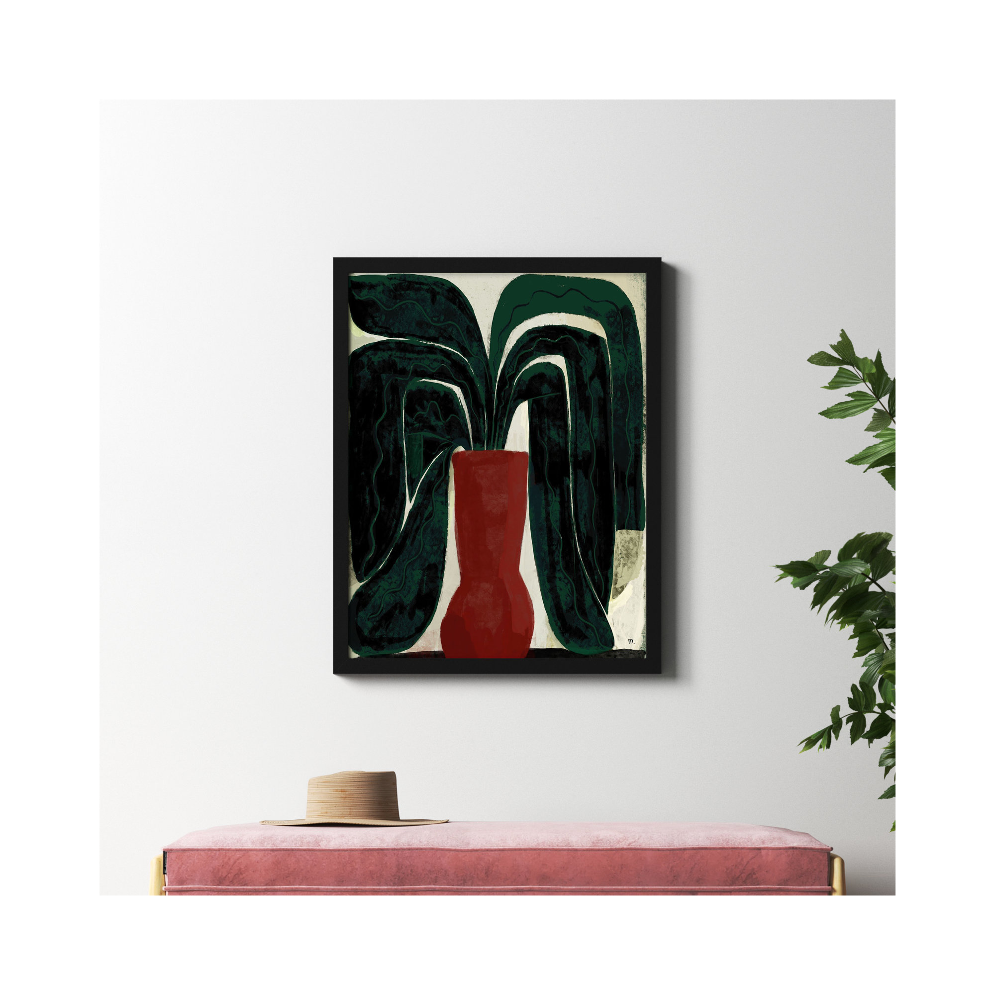 Plant #8 by StudioM, Black, 38" H x 30" W x 1.25" D