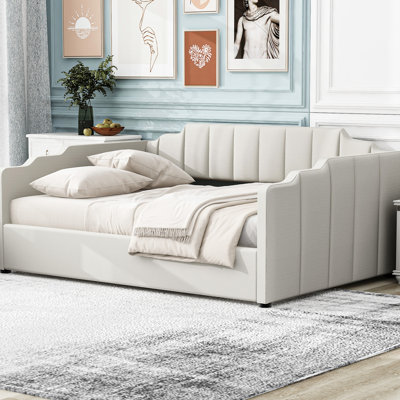 Upholstered Daybed With Underneath Storage, Gray - Elegant & Practical Design Modern Full Size Versatile Bedroom Addition