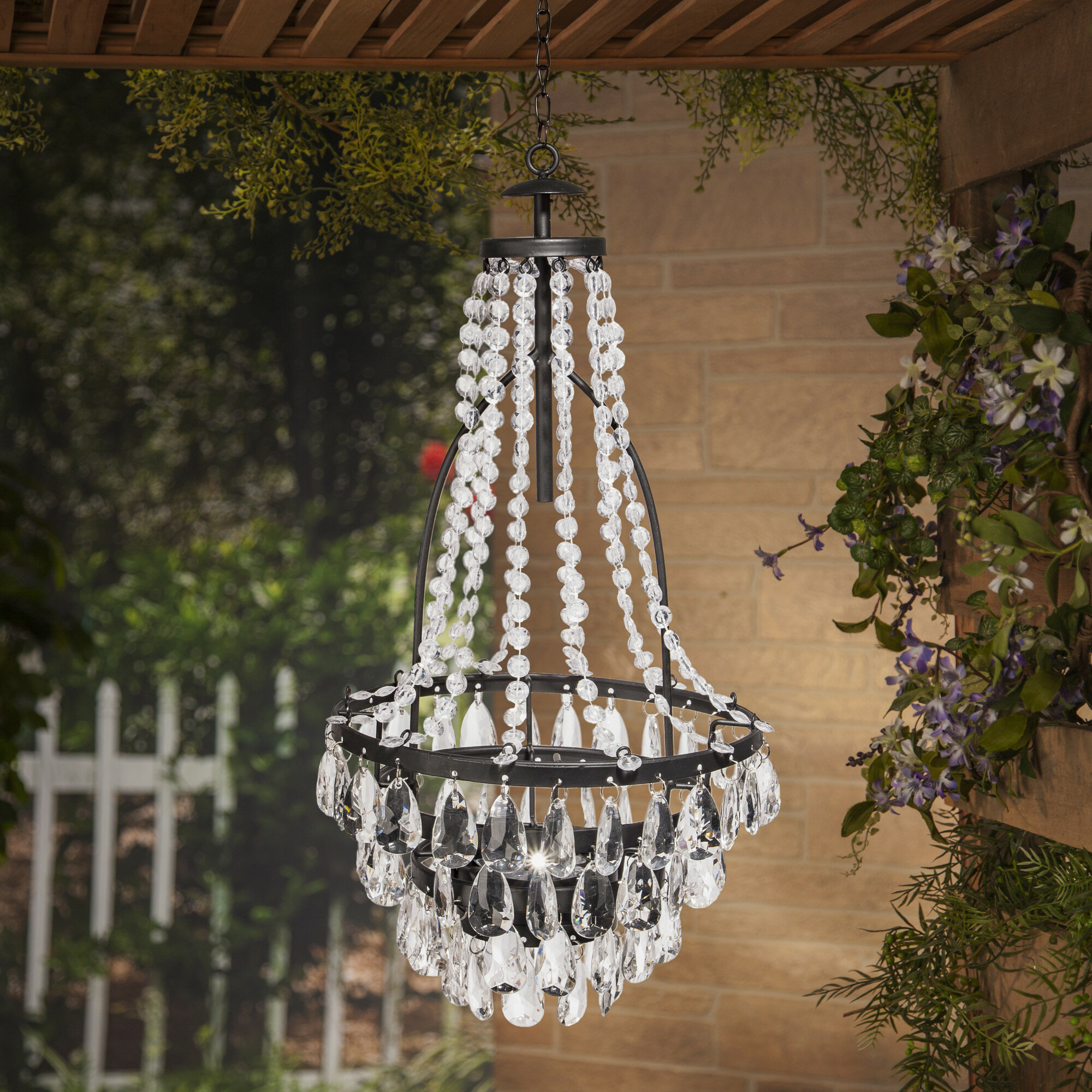 Ophelia & Co. Garden Meadow™ Uriel Solar Powered 1-Light LED Outdoor  Chandelier & Reviews | Wayfair