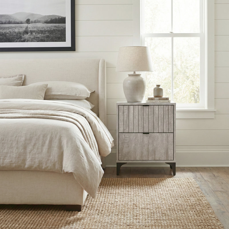 Norcross 23"H 2 Drawer Nightstand, Gray