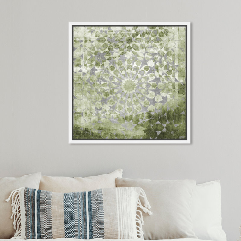 Olive Mandala, reproduction d'art sur toile tendue, H 24 po x l 24 po, Blanc