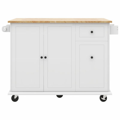 Creg Rolling Mobile Kitchen Island Cart with Drop-Leaf Top, Pull-Out Storage, and Locking Casters by Red Barrel Studio