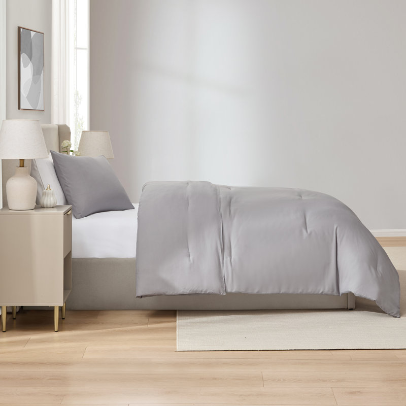  ensemble d'édredon en microfibre douce 2 pièces avec taie décorative, Gris, Édredon pour lit simple + 1 taie décorative stan