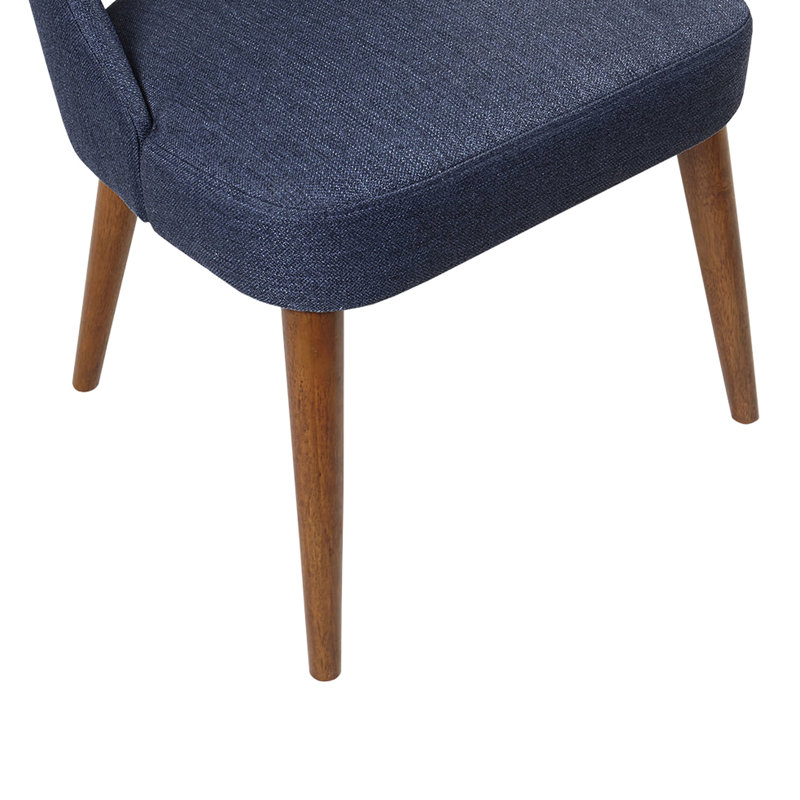 Chaise de salle à manger moderne de 2 personnes - Tissu bleu marine, structure en bois de pacanier massif, pieds, Marine
