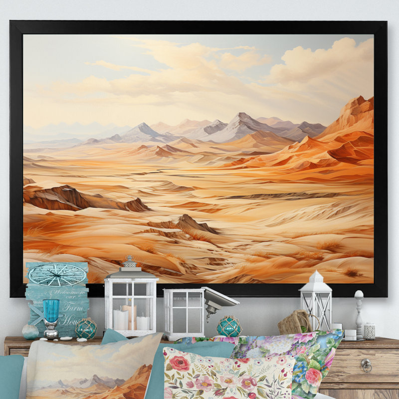 Égypte, désert antique des Sables II - reproduction sur toile, H 34 po x l 44 po x P 1,5 po, Cadre simple noir