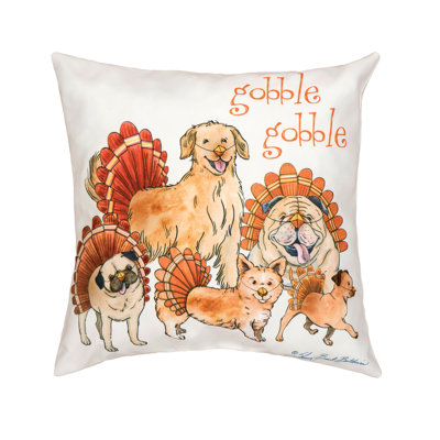 The Gobblers Thanksgiving Dogs Indoor/Outdoor Fall Throw Pillow
