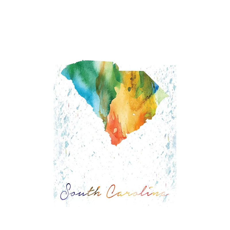South Carolina State Colourful - Print on Canvas, Wrapped Canvas, 20.32 cm H x 30.48 cm W