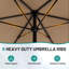 Parasol de patio en acier de 11 pi avec système de levage à manivelle et 6 parasols de table résistants et imperméables parfaits pour la piscine, la terrasse, la plage et le restaurant extérieur, beige-597736210