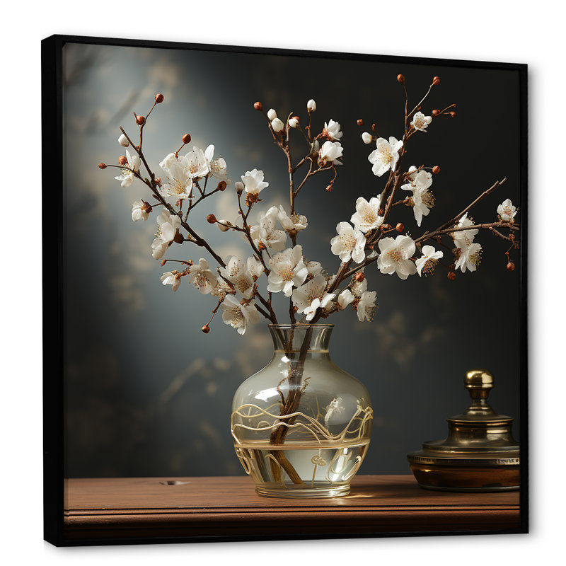 Vase orchidée sépia nostalgie I, H 30 po x l 30 po x P 1 po, Cadre flottant noir