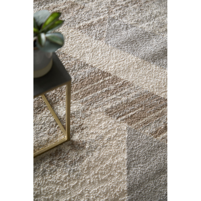 Leoner Modern Geometric, Tan, Area Rug, Runner 2'10" x 7'10"
