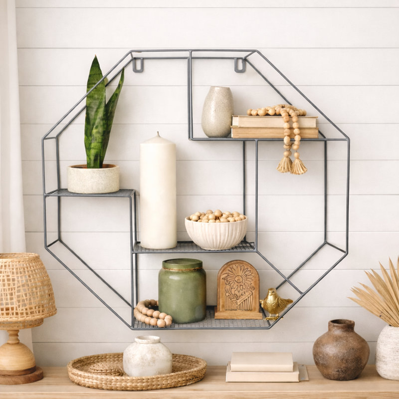 Simia Octagon Metal Floating Shelf