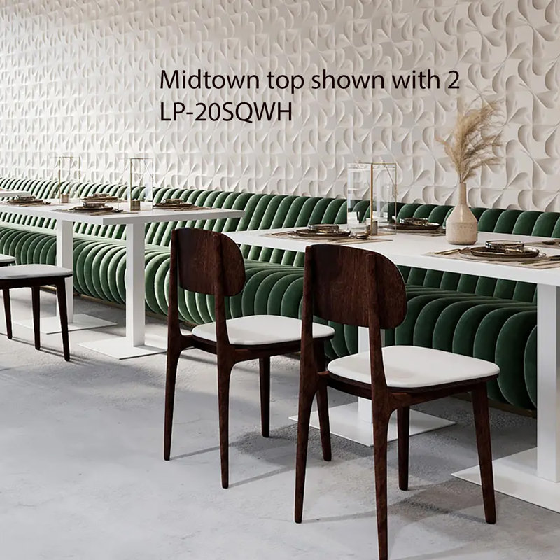 White Powder-Coated Steel Square Dining Table Base, 20"