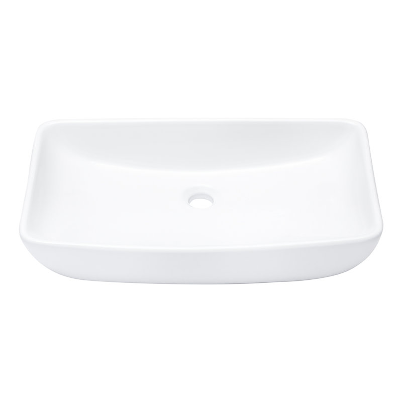 24" x 15" White Ceramic Rectangular Bathroom Vessel Sink