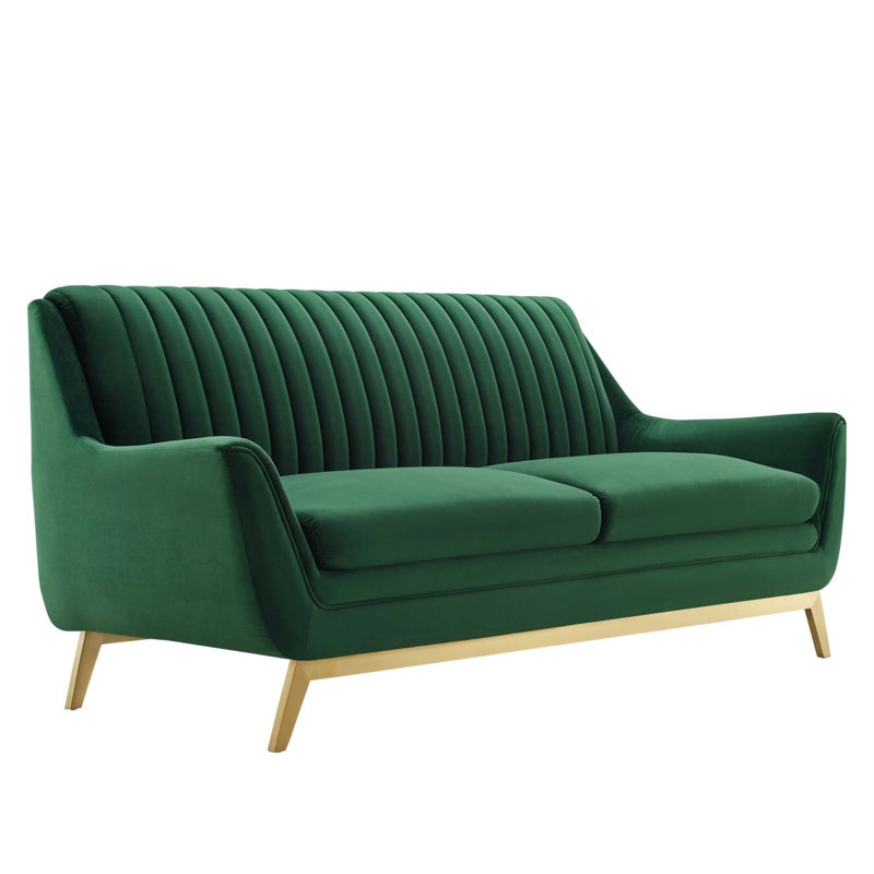 Winsome Channel Tufted Performance Velvet Sofa, Emerald Velvet