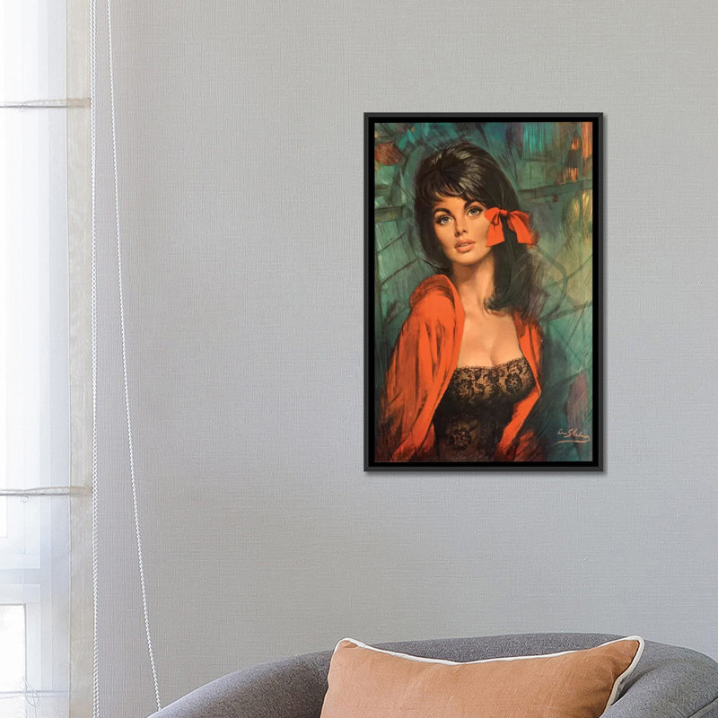 « melanie », impression sur toile, H 26 po x l 18 po x P 1,5 po, Toile avec cadre noir, Pas de tapis