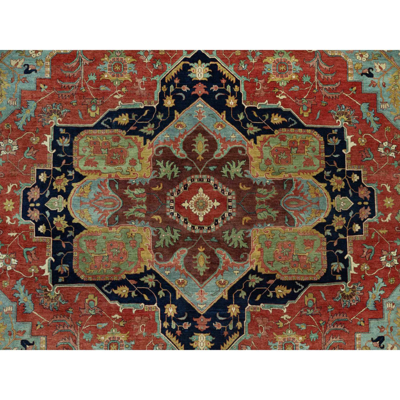 Tapis surdimensionné rouge rehausse noué à la main 12 pi x 15 pi 1 po 1EF0B9B51F7440FEBCDA38C3BE548D28