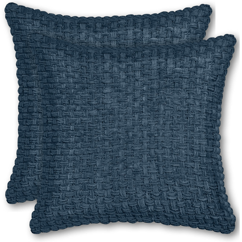 Ensemble de 2 coussins décoratifs en tricot de chenille en tricot de chenille Gracie Oaks (18 x 18), Marine